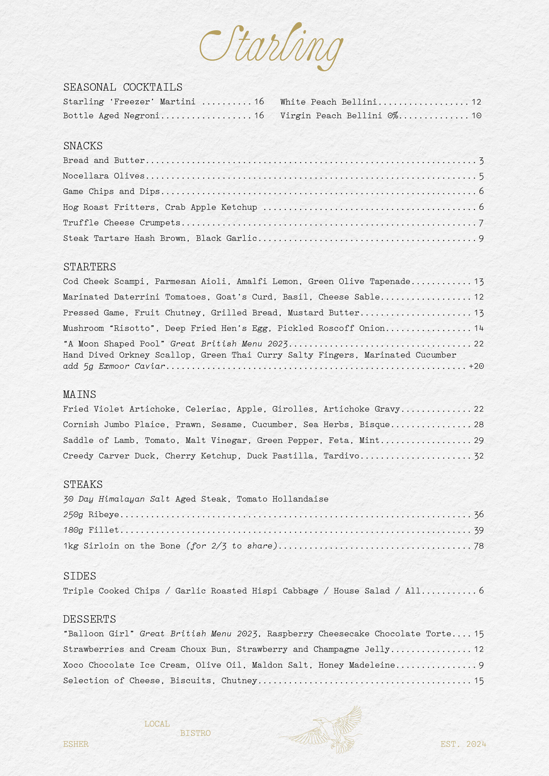 GP Starling Sample Menu 240821