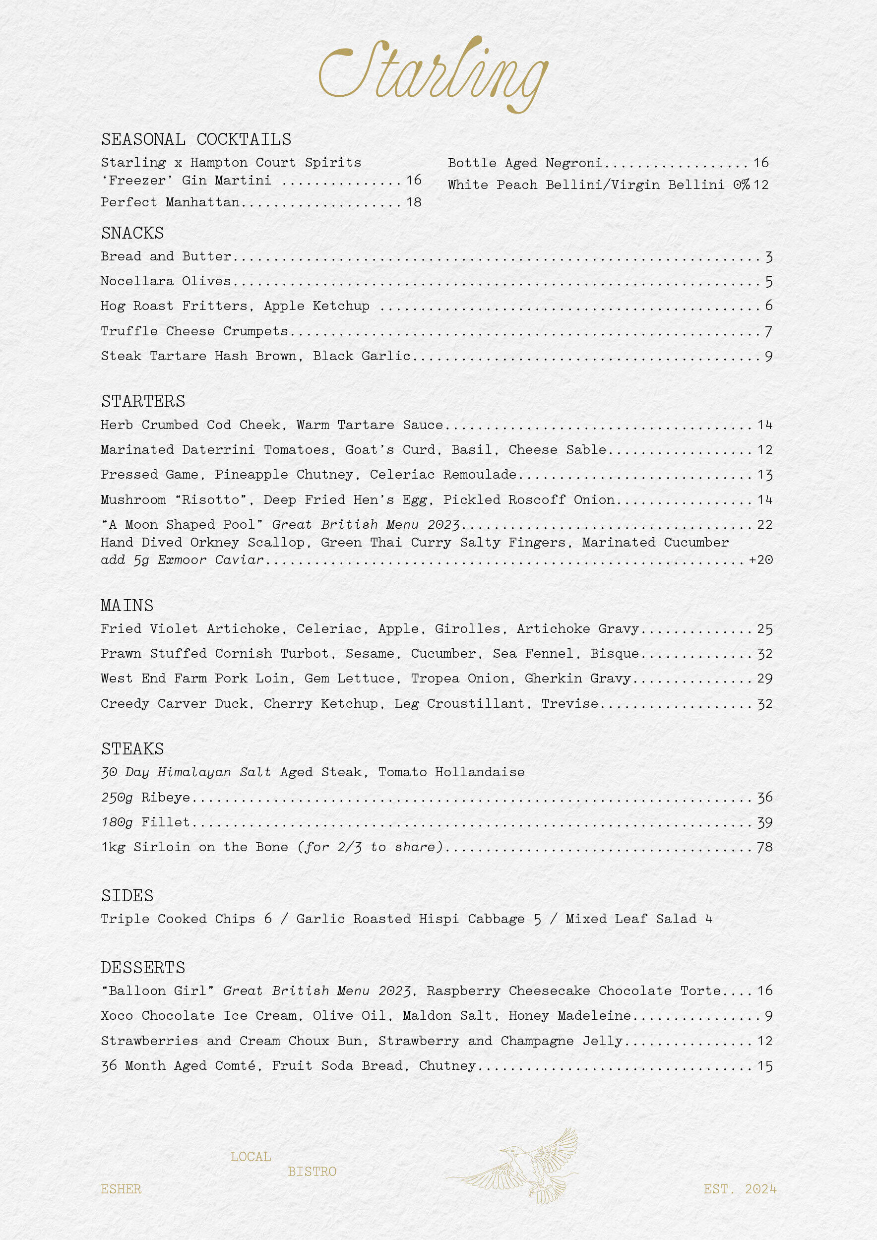 GP Starling Sample Menu 240924