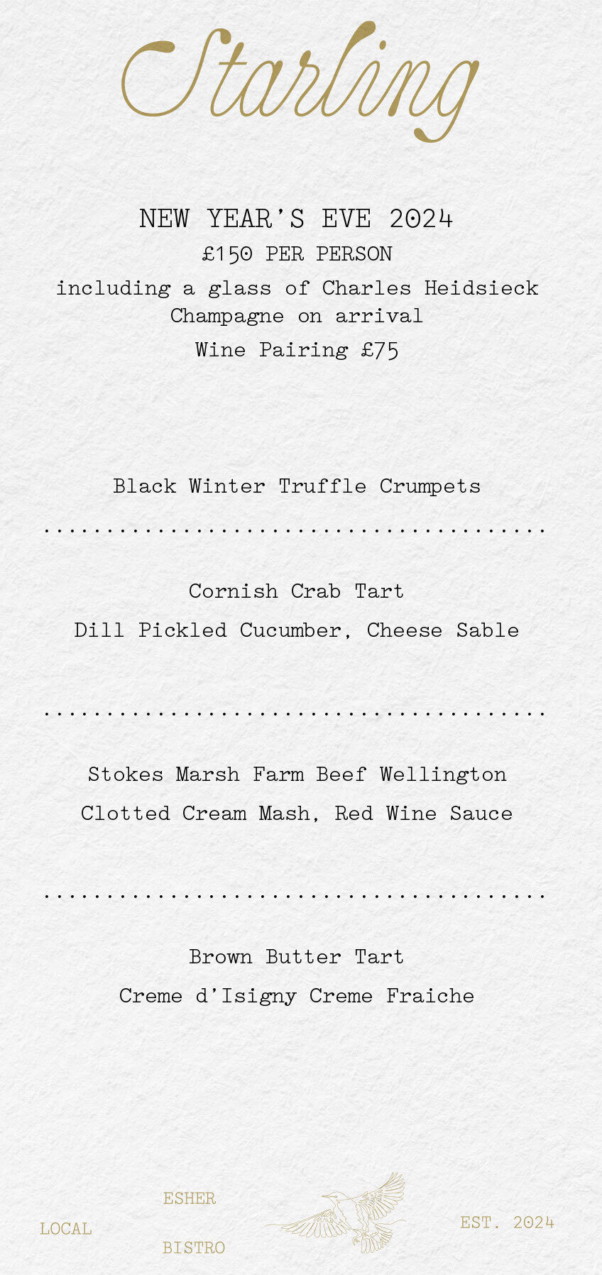 GP Starling New Year Eve Menu 241115